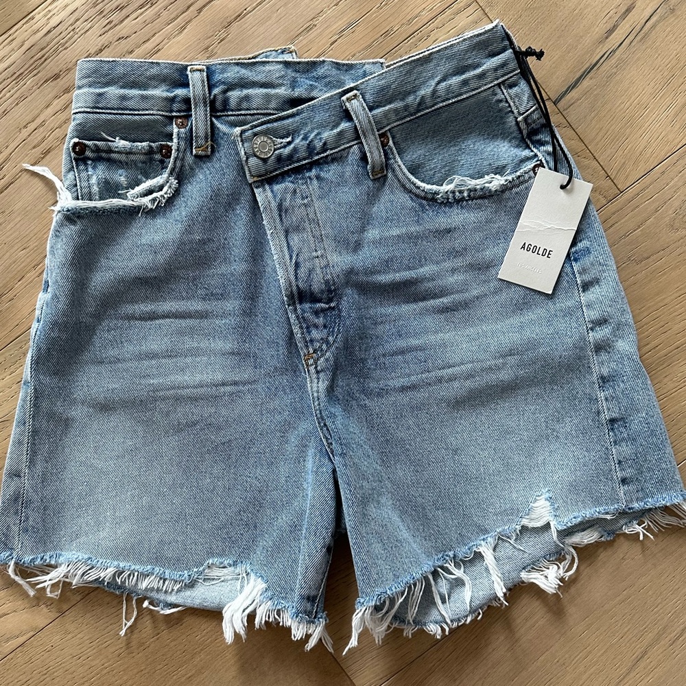Agolde Criss Cross Denim Shorts - size 24